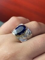 انگشتر نقره فاخر یاقوت کبود کد smaf201 - Image 2