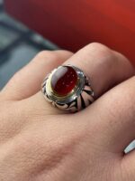 انگشتر نقره فاخر عقیق یمن کد smaf43 - Image 2