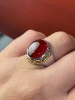 انگشتر نقره فاخر عقیق یمن کد smaf55 - Image 2