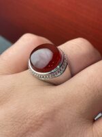 انگشتر نقره فاخر عقیق یمن کد smaf62 - Image 2