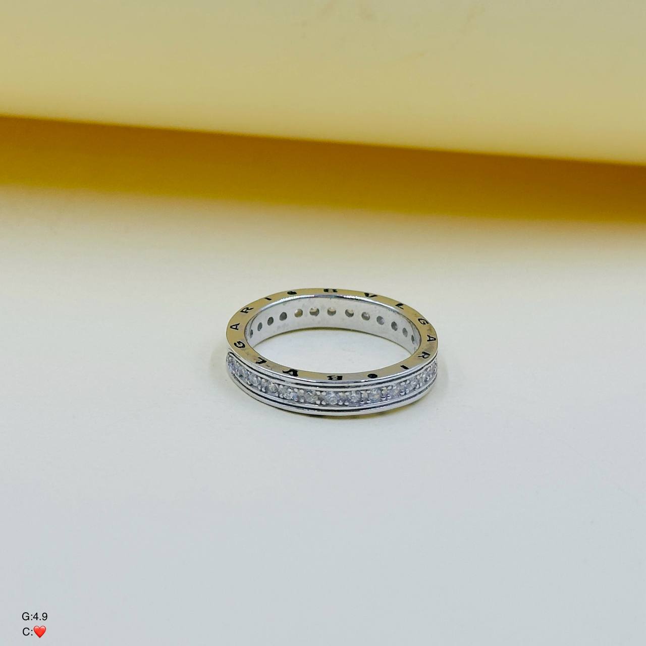 حلقه نقره زنانه | مدل بولگاری | ظریف نگینی