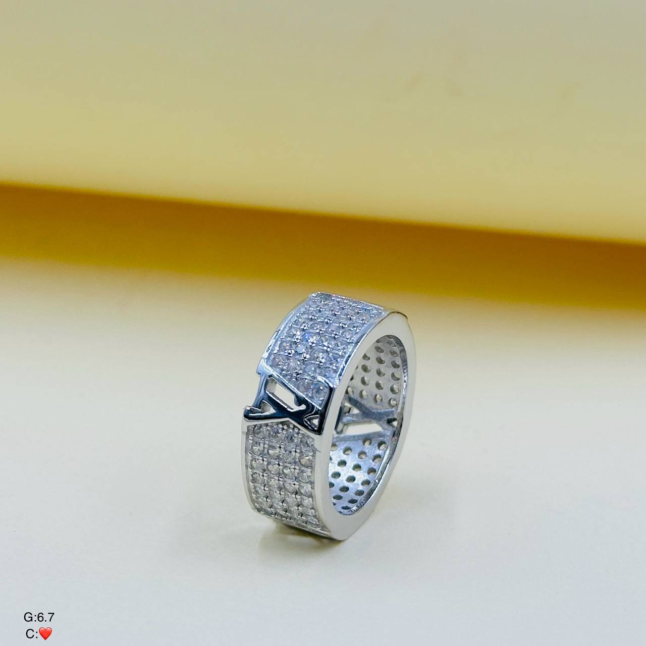 حلقه نقره زنانه | طرح لویی ویتون | فول نگین