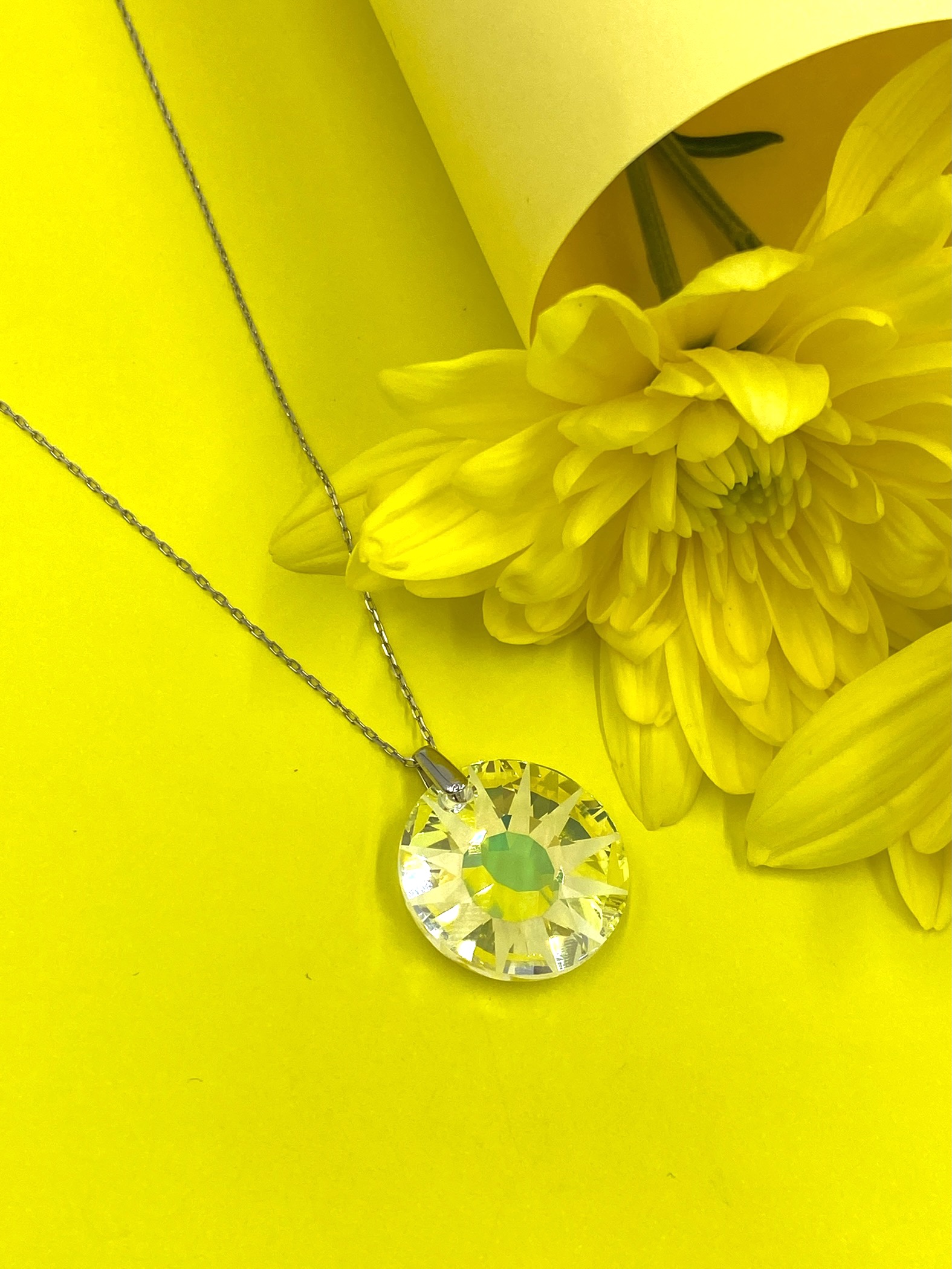 پلاک زنجیر نقره زنانه | طرح سواروسکی