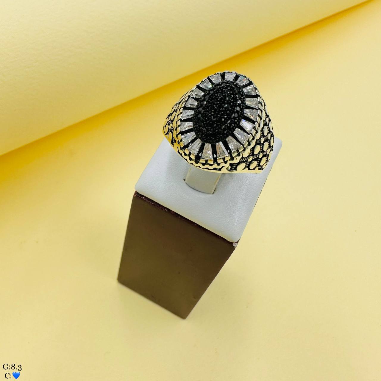 SMA50 انگشتر نقره مردانه نگین مشکی کد SMA50 - Image 1