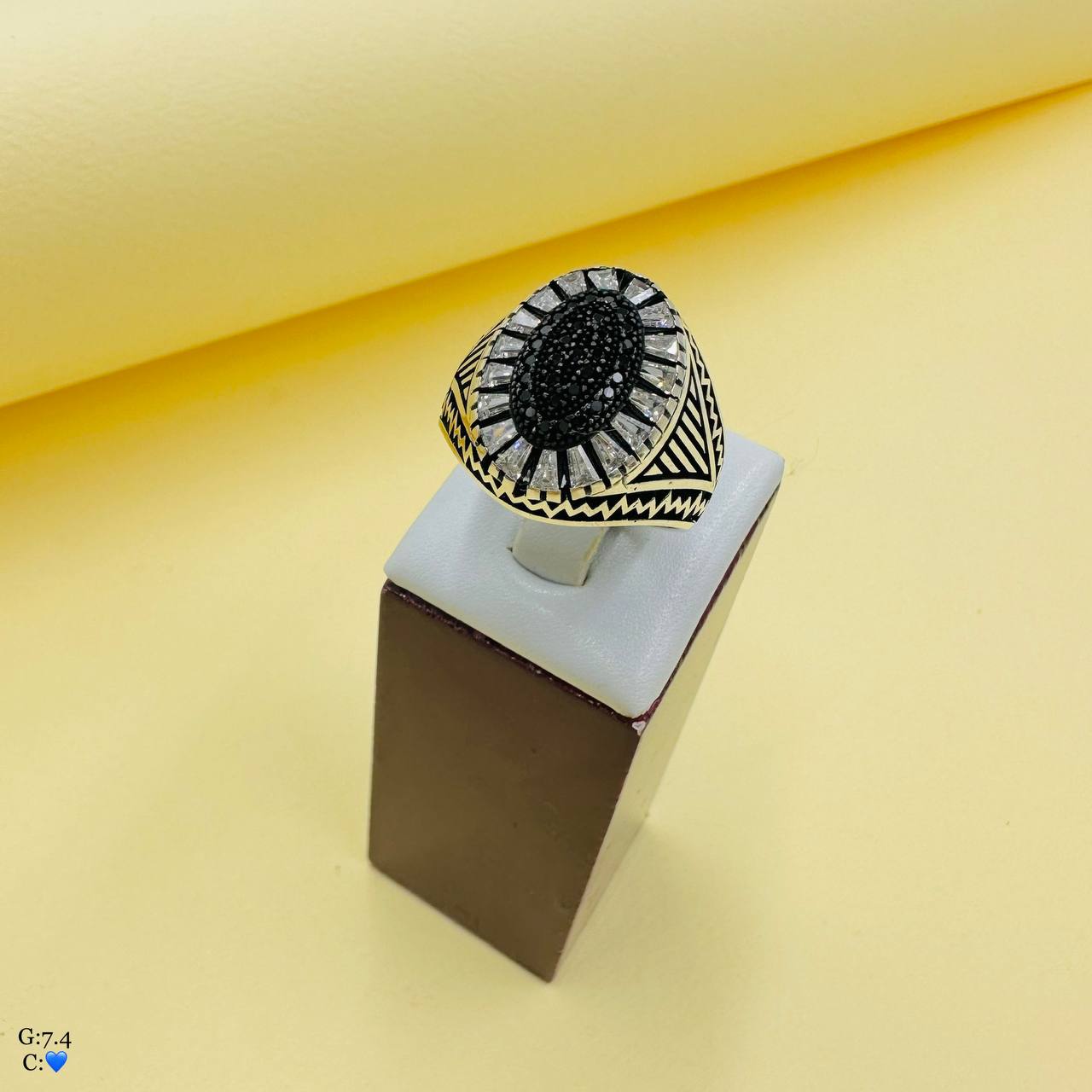 SMA57 انگشتر نقره مردانه نگین مشکی کد SMA57 - Image 1