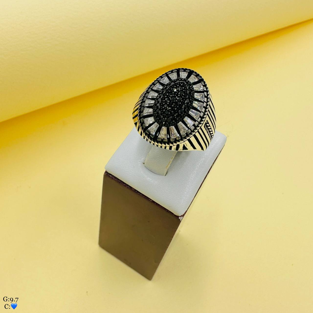 SMA60 انگشتر نقره مردانه نگین مشکی کد SMA60 - Image 1