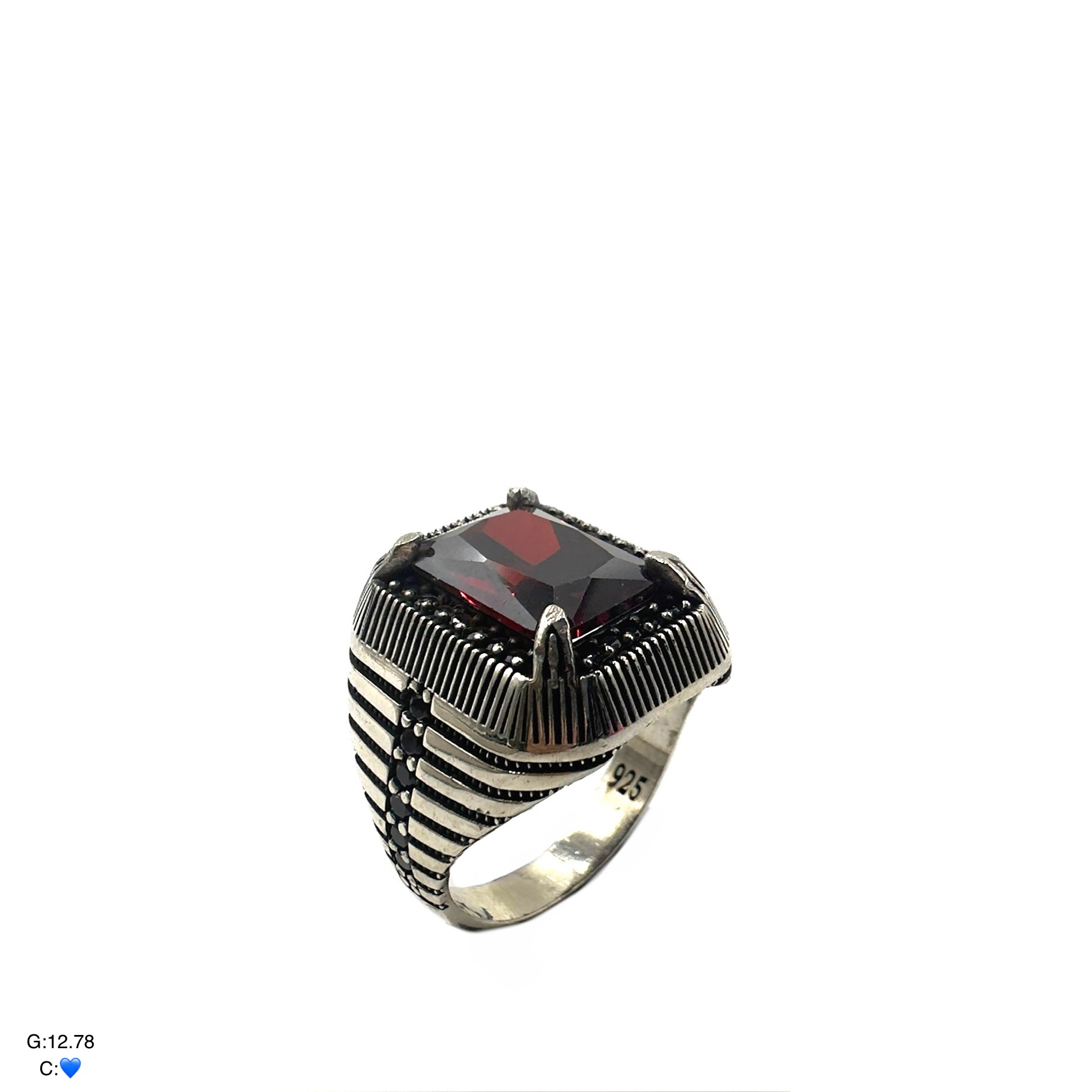 SMA146 انگشتر نقره مردانه نگین دار کد SMA146 - Image 1