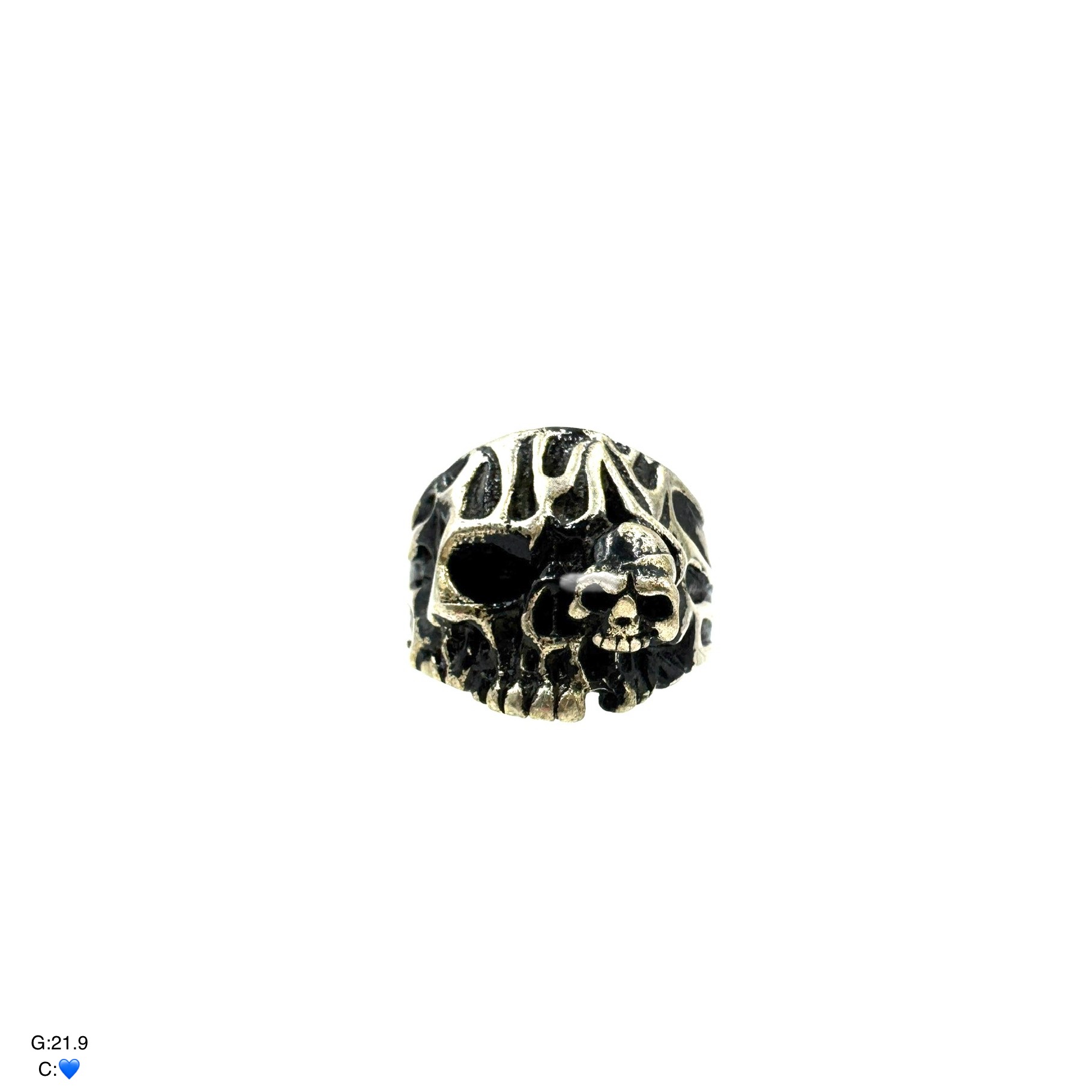 SMA152 انگشتر نقره مردانه دو اسکلت آتشین کد SMA152 - Image 1