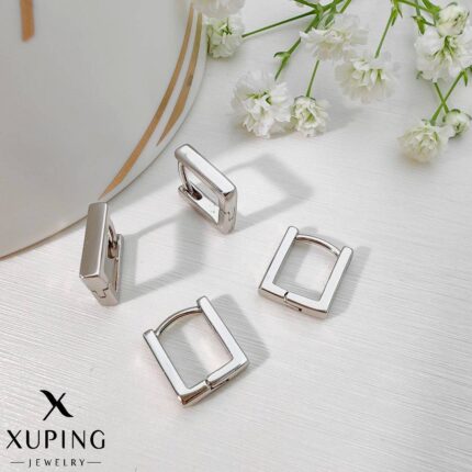 گوشواره ژوپینگ زنانه چهار ضلعی طرح نقره کد XG370