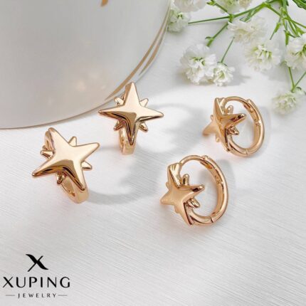 گوشواره ژوپینگ زنانه حلقه ای تک ستاره کد XG384