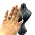 نیم ست نقره زنانه | طرح گل | فانتزی و مدرن کد SWN414 - Image 2