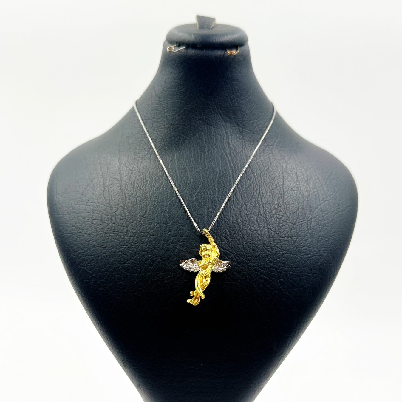 پلاک نقره زنانه | مدل فرشته نگهبان | آبکاری طلا