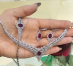 سرویس نقره زنانه با نگین قرمز