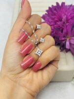 نیم ست نقره | نگین دار | مربعی کد SWN436 - Image 3