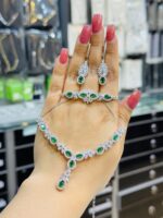 سرویس نقره زنانه |جواهر زمرد | نگین دار کد SWS277 - Image 2