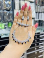سرویس نقره زنانه |یاقوت کبود | نگین دار کد SWS278 - Image 2