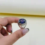 انگشتر نقره مردانه | سنگ آبی کهکشانی کد SMA329 - Image 2
